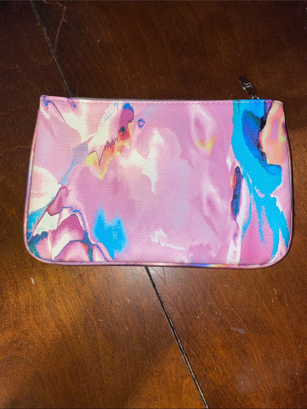 Ipsy Colorful Pink Marble Zip Make Up Pouch